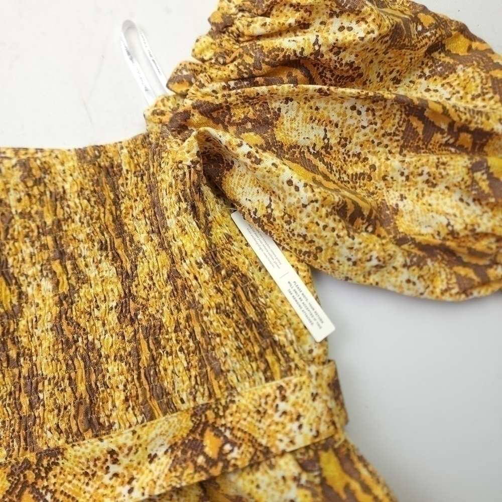 New Anthropologie Faithful the Brand Yellow Brown Boho Maxi Dress Sz 8 - Picture 9 of 13